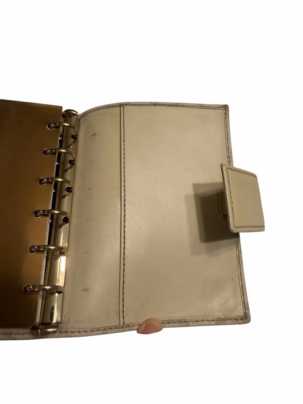 Gucci Cream Embossed GG Leather 6 Ring Agenda/Planner